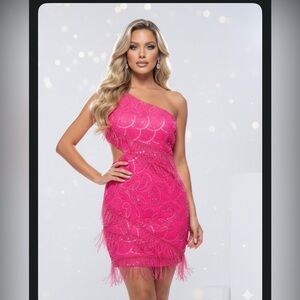 Primavera Couture Fuchsia One-Shoulder Dress